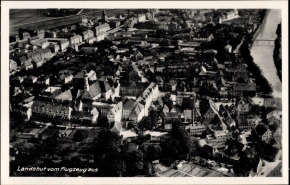 Postcard Landshut in Lower Bavaria, aerial photograph
