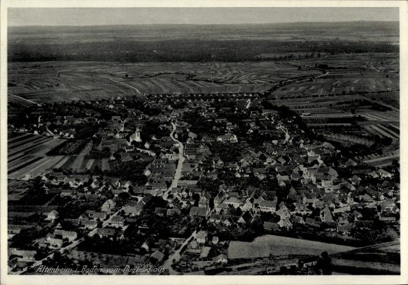 Postcard Altenheim Neuried in Baden, aerial photograph