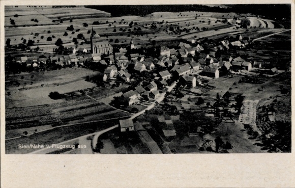 Postcard Sien on the Nahe, aerial photograph