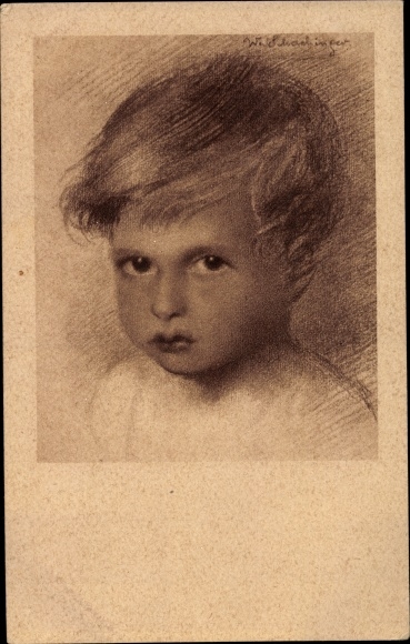 Artist PC Schachinger, Walther, boy, portrait, sanguine drawing