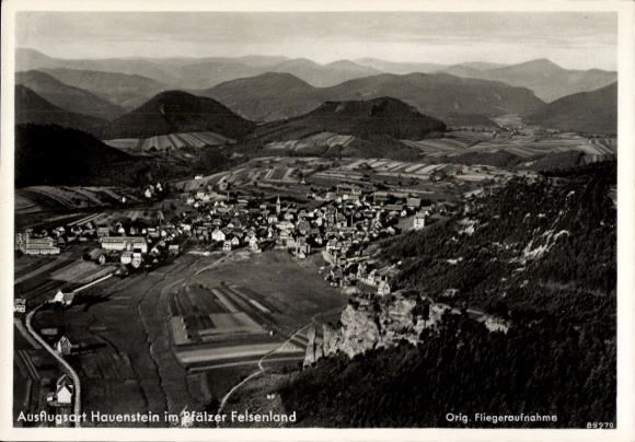 Postcard Hauenstein in the Palatinate, aerial photograph