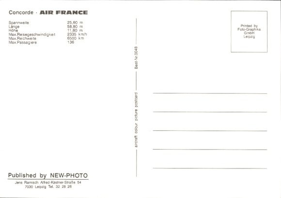 Postcard passenger aircraft Air France, Concorde, airport