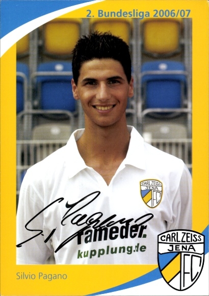 Handtekeningkaart voetballer Silvio Pagano, FC Carl Zeiss Jena, handtekening