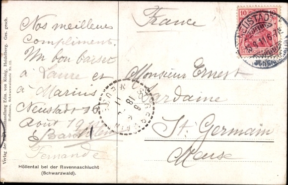 KP artysty Hoffmann, H., Breitnau w Schwarzwaldzie, Höllental w pobliżu wąwozu Ravenna