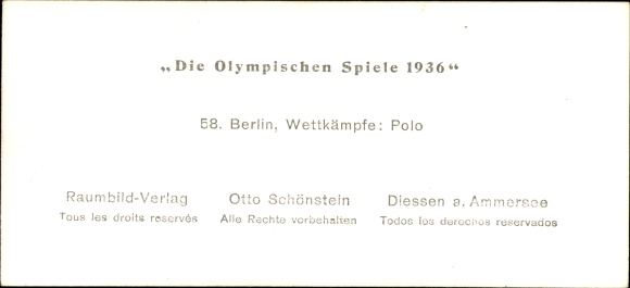 Stereo image photo &quot;The Olympic Games 1936&quot;, No. 58 Berlin Reichssportfeld