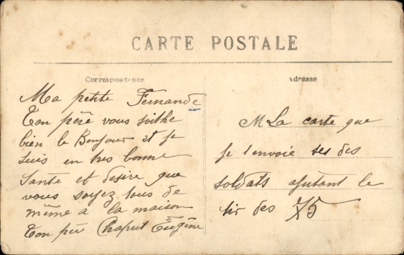 Postcard 75 battery firing, World War I
