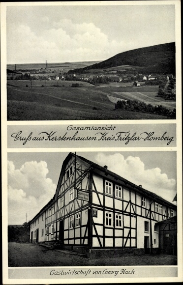 Postcard Kerstenhausen Borken in Hesse, inn, view of the town