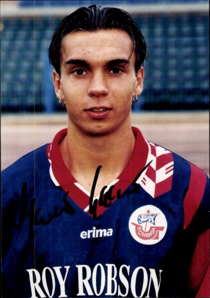 Autograph card footballer Marco Laaser, FC Hansa Rostock, autograph