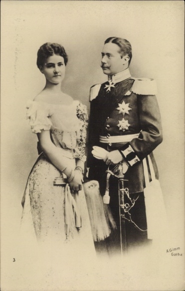 Postcard Grand Duke Wilhelm Ernst of Saxony Weimar Eisenach, Grand Duchess Caroline