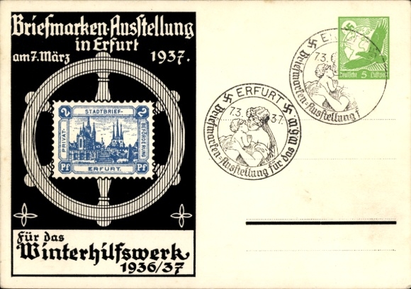 Postwaardestukken postzegeltentoonstellingen Erfurt 1937, WHW