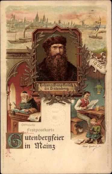 Künstler Ak Mainz am Rhein, Gutenbergfeier, Johann Gensfleisch zu Gutenberg
