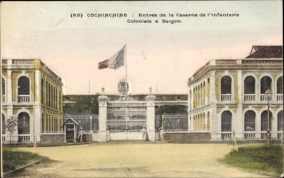 Postcard Saigon Cochinchina Vietnam, Infantry Barracks