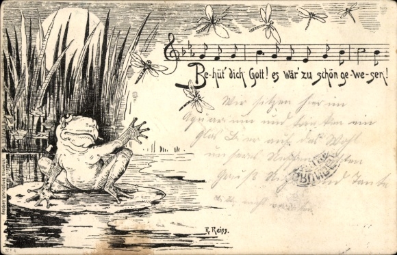 Artist Song Postcard Reiss, R., God protect you, it would have been too nice, frog, dragonflies