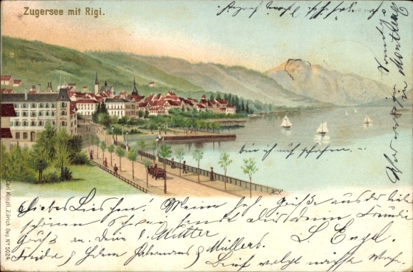 KP Zug Miasto Szwajcaria, Jezioro Zug, Rigi, krajobraz, kolorowy, architektura, jezioro