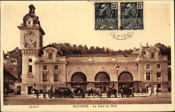 Postcard Bayonne Pyrenees Atlantiques, Gare du Midi