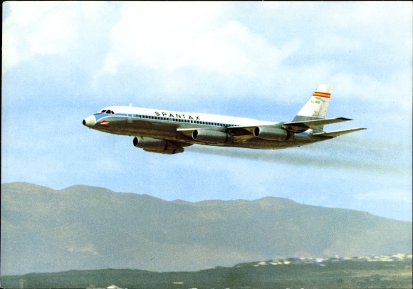 Postcard Spantax Spanish passenger aircraft, Convair CV 990 A Coronado