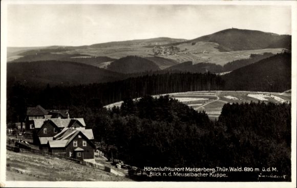 Postcard Masserberg Thuringian Forest, residential buildings, Meuselbacher Kuppe