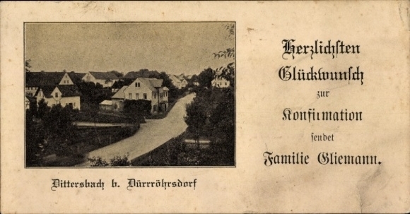 Postcard Dürrröhrsdorf Dittersbach in Saxony, general view, congratulations confirmation
