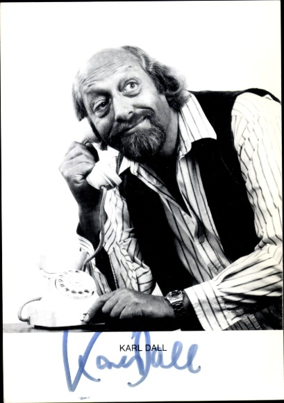 Postcard comedian Karl Dall, telephone, autograph