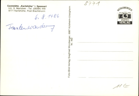 Ak Karlshöhe Esselbach im Spessart Unterfranken, Gaststätte Karlshöhe, Inh. S. Mandrek
