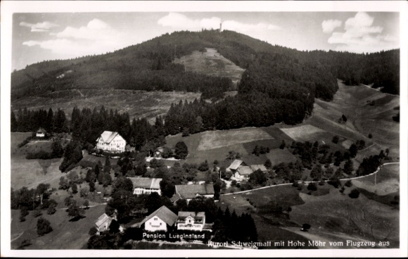 Postcard Schweigmatt Raitbach Schopfheim in Baden, aerial photograph, Pension Lueginsland