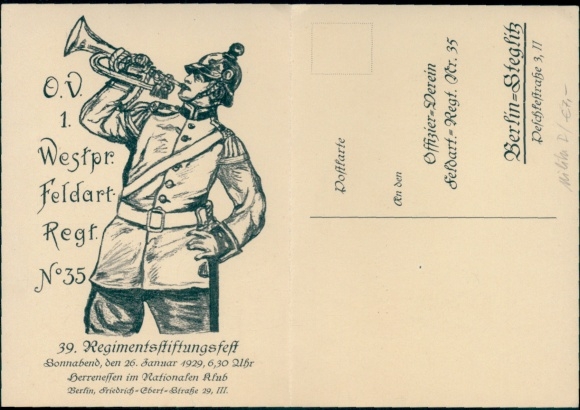 Klapp Ak 1. Westpr. Feldartillerie-Regiment 35, 39. Regimentsstiftungsfest