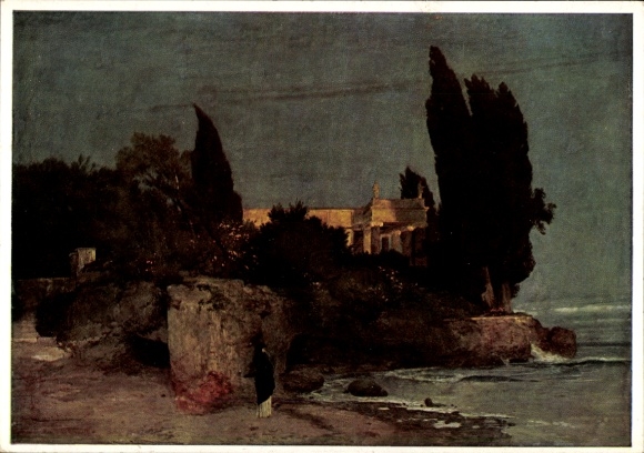 Artist Postcard Böcklin, A., Villa in the Evening