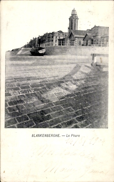 Postcard Blankenberghe Blankenberge West Flanders, lighthouse