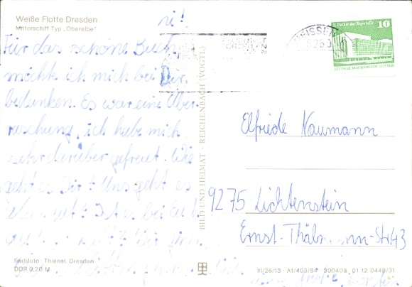 Postcard Dresden Altstadt, White Fleet Dresden, Motor Vessel Type Oberelbe