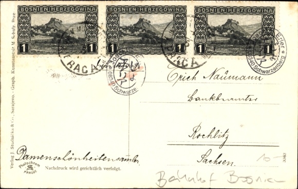 Postcard Bosnia, train station, track side