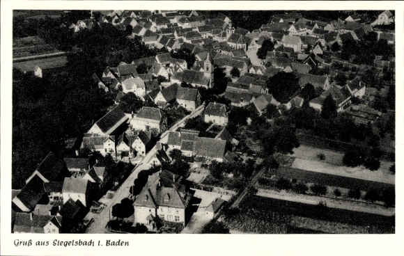 Postcard Siegelsbach in Baden, aerial photograph