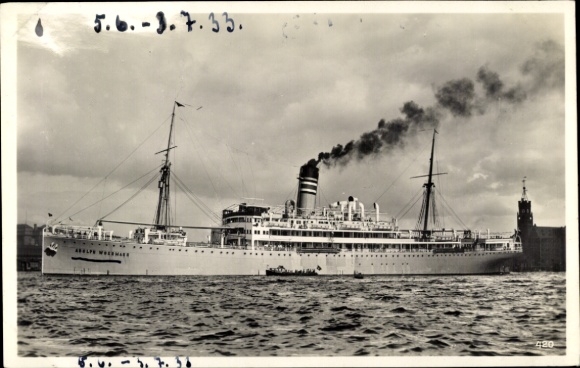Postcard Woermann Line, German East Africa Line, steamer Adolph Woermann
