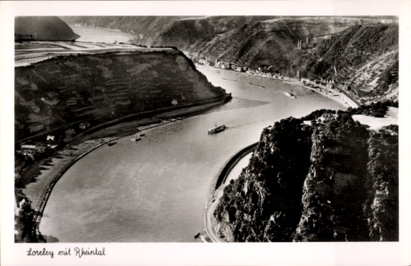 Ak St. Goarshausen am Rhein, Loreley, Fliegeraufnahme