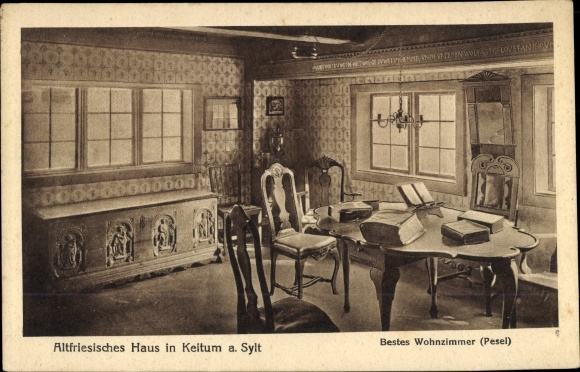 Ak Keitum auf Sylt, Altfriesisches Haus, Wohnzimmer, Pesel