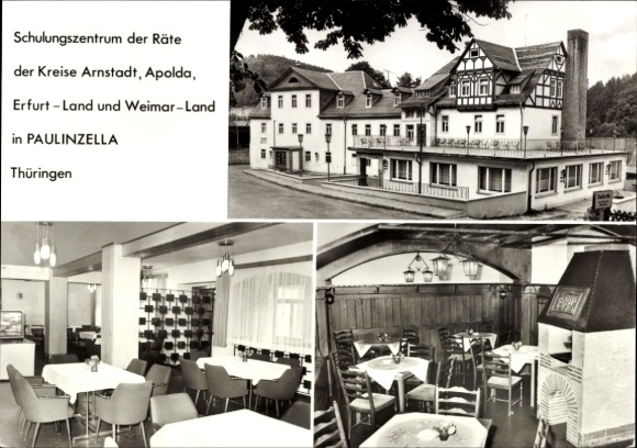 Postcard Paulinzella Königsee Thuringia, Training Center for the Councils of the Districts of Arnstadt, Apolda, Erfurt, and Weimar