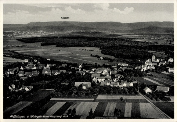 Postcard Mähringen Kusterdingen in Württemberg, aerial photograph, Achalm