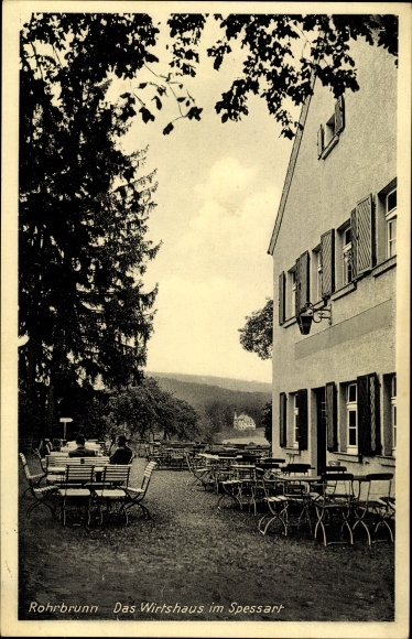 Postcard Rohrbrunn Weibersbrunn im Spessart, The inn in the Spessart