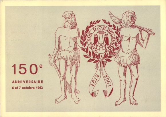 KP Delsberg Delémont Canton Jura, College de Delémont, 150. rocznica 1812-1962, karta uroczystości