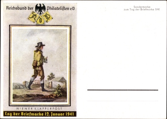 Ak Wiener Klapperpost, Tag der Briefmarke, 12 Januar 1941
