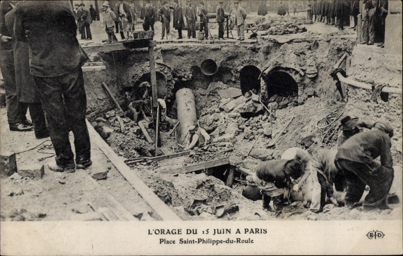 Postcard Paris VIII., The storm of June 15, Place Saint-Philippe-du-Roule