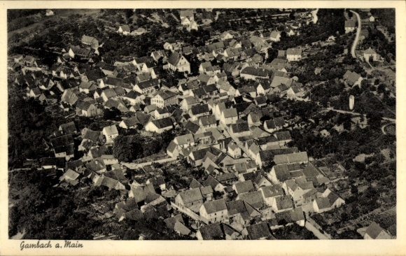 Postcard Gambach Karlstadt in Lower Franconia, aerial photograph
