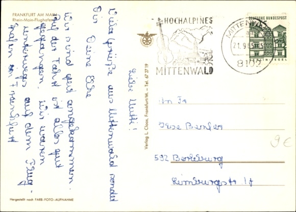 Postcard Frankfurt am Main, Rhein Main Airport, Lufthansa passenger aircraft