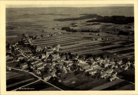 Postcard Breitenbrunn Swabia Unterallgäu, aerial photograph