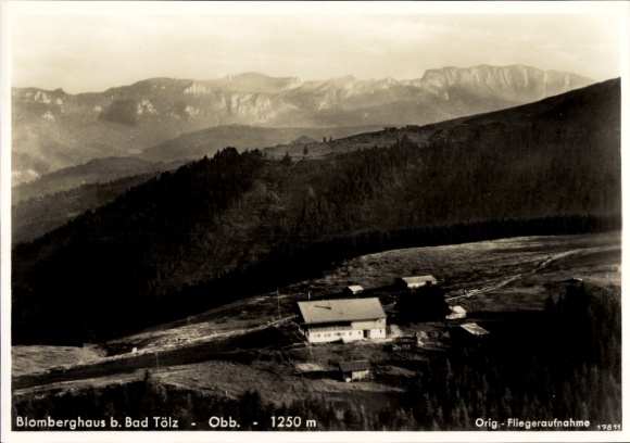 Postcard Wackersberg in Upper Bavaria, Blomberghaus, aerial photograph