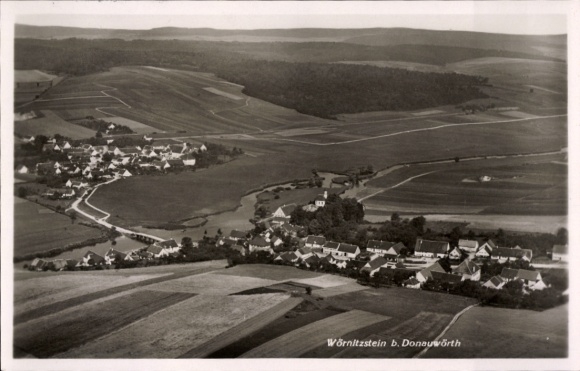 Postcard Wörnitzstein Donauwörth in Swabia Bavaria, aerial photograph