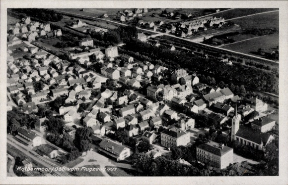 Postcard Kolbermoor in Upper Bavaria, aerial photograph of architecture, residential buildings