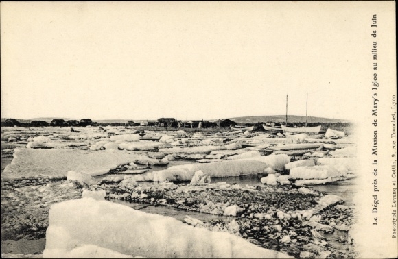 Ak Alaska, Le Degel pres de la Mission de Mary&#39;s Igloo, Ice Floes, Mission Settlement
