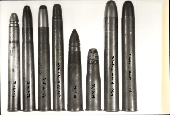 Photo Munition, Patronen 9,3x74 R, 9,3x82 R Nimrod, 10,3/60, .450 Nitro Express, .475 Nitro Express