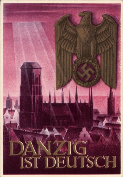 Artysta papeterii pocztowej KP Klein, Gottfried, Danzig is German, WHW