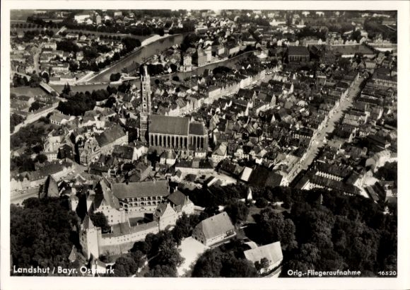 PC Landshut in Lower Bavaria, partial view, aerial photo